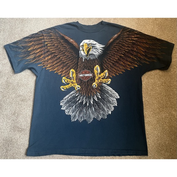 Harley-Davidson Other - Vintage Harley Davidson T Shirt Eagle Double Sided Single Stitch Hanes Beefy XXL